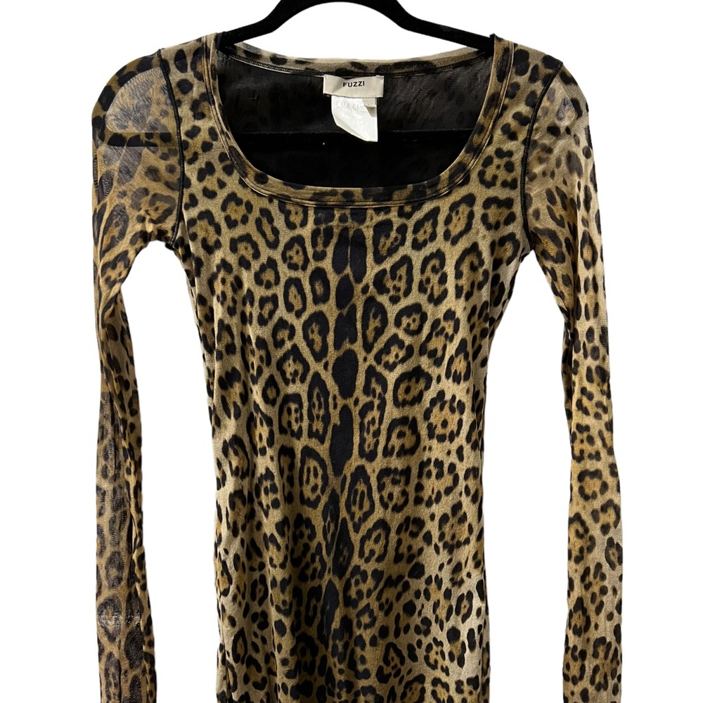 FUZZI Leopard Print Mesh Top Size Large